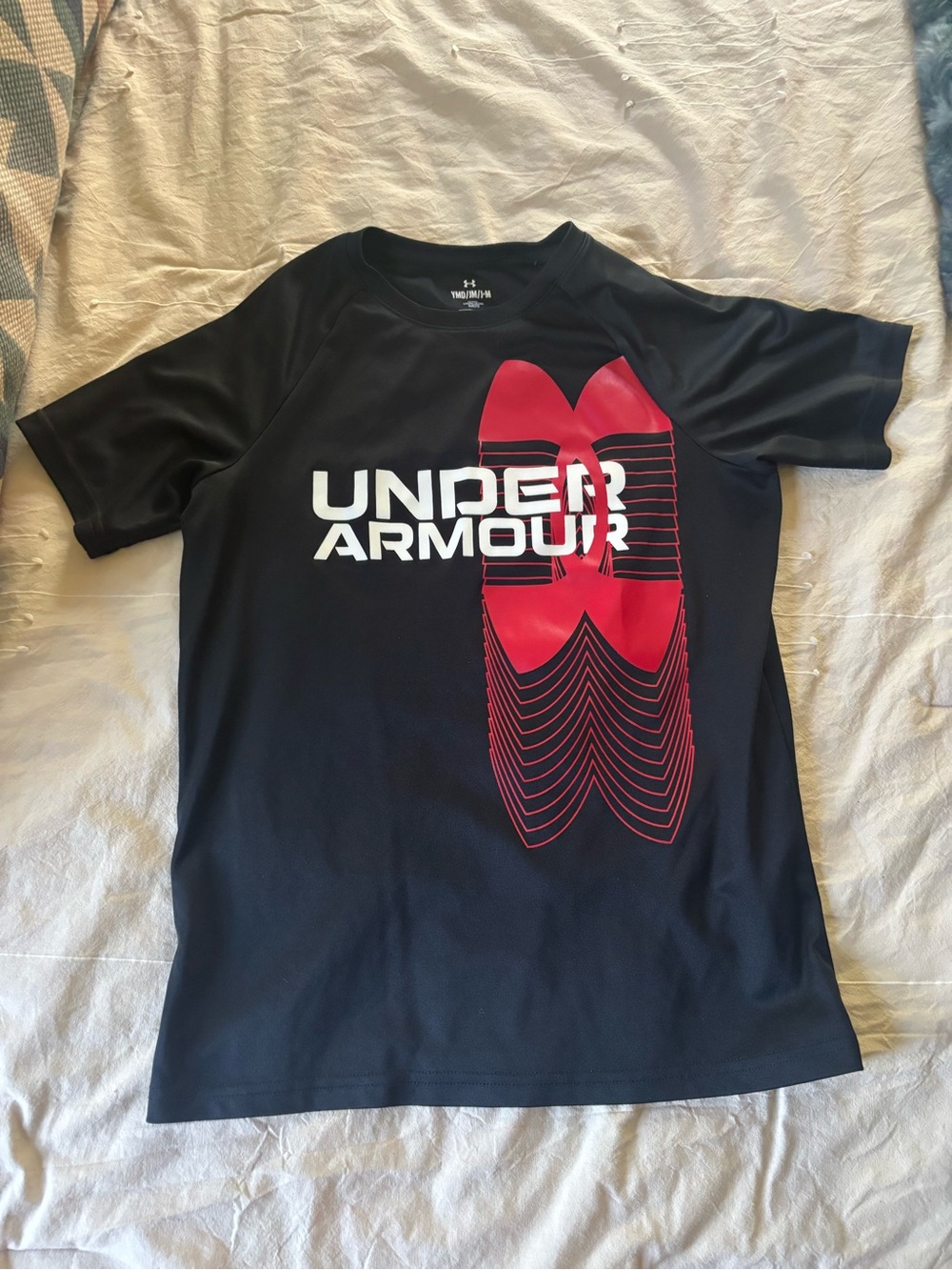 Under Armour Black Tee with Red and White Logo Graphic